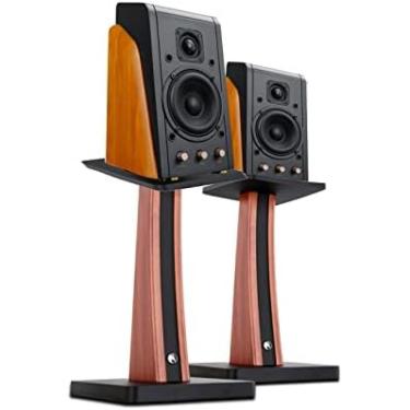 Imagem de Suportes Para Alto-falantes Suporte Para Alto-falantes Em Madeira Maciça Prateleira Para Alto-falantes Surround Estante Para Sala De Estar Suporte Para Alto-falantes,Marrom,28 * 24 * 80cm,Pleasant63