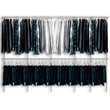 Imagem de Arara cabideiro aramado trilho parede closet loja suspenso Br 4,00 m