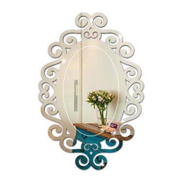 Imagem de Espelho Arabesco Oval Em Acrílico Decorativo Com Gravação G - Tecnotro