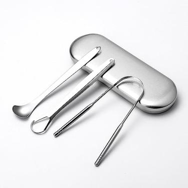 Imagem de Limpador de Revestimento de Língua Oral Raspador de Língua 3 Pçs Esfregão de Língua para Adultos Crianças de Grau de Metal Aço Inoxidável Limpador de Língua com Estojo Ótimo para Higiene Oral