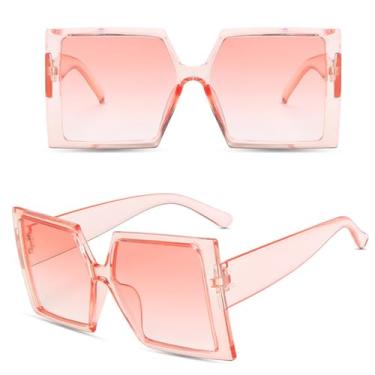 Imagem de Vintage sqaure óculos de sol feminino masculino óculos de grandes dimensões ao ar livre tons para senhora retro preto colorido óculos, rosa, um tamanho