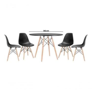 Imagem de Jogo De Mesa 4 Cadeiras Pretas Eames Eiffel 90cm New