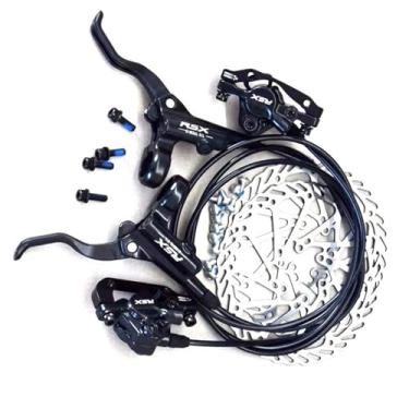 Imagem de Conjunto de freio a disco hidráulico para bicicleta, sistema de freio de bicicleta a disco hidráulico MTB, com alavanca de freio de bicicleta de pinça dianteira e traseira, para mountain bike, bicicleta de estrada