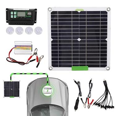 Imagem de Kit Painel Solar,Conjunto de de Painel Solar de 50W e Conversor de 220W - Inversores de alimentação DC 12V a AC 220V com porta