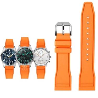 Imagem de DFAMIN Para IWC Fluoro Rubber Watch Strap Quick Release Pilot AMG Petronas F1 Team Pulseira Esportiva Impermeável Pulseira de Relógio 20mm 21mm 22mm (Cor: Laranja-Prata A, Tamanho: 20mm)