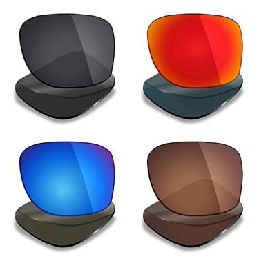 Imagem de Mryok 4 pares de lentes polarizadas de substituição para óculos de sol Ray-Ban RB4334D de 55 mm – preto furtivo/vermelho fogo/azul gelo/marrom bronze