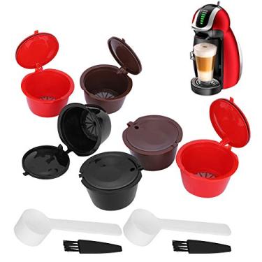 Imagem de Cápsula de café, filtro de café, reutilizável, recarregável, copo de filtro de cápsula de café com colher conjunto de pincéis, ferramentas de café para