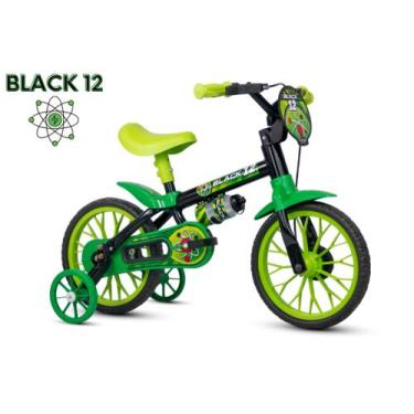 Imagem de Bicicleta Infantil Aro 12 Nathor Black 12 (Sku: 944_16) Preto E Verde