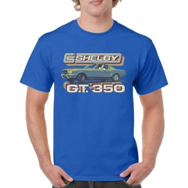Imagem de Camiseta masculina vintage Shelby GT350 Shelby GT350 de corrida retrô Mustang Cobra GT Performance Powered by Ford, Azul, M