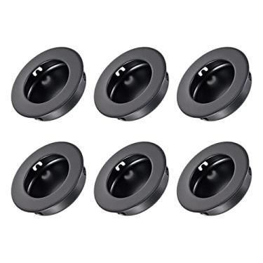 Imagem de METALLIXITY Puxador de dedo para porta de armário (35 mm/1,38") 6 peças, puxadores circulares de encaixe de porta de armário de aço inoxidável - para porta deslizante de gaveta, preto