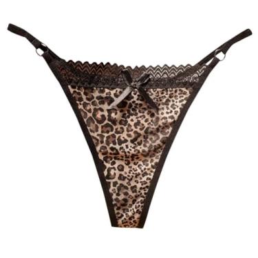 Imagem de GMDNS Mulheres leopardo renda malha roupa interior transparente lingerie mangas cuecas sexy, Castanho escuro, Tamanho Único