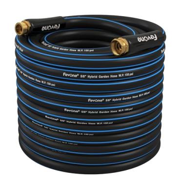 Imagem de Fevone Mangueira de jardim 30,5 m x 1,5 cm, mangueira de água resistente, flexível e leve, sem torção de mangueira híbrida, fácil de bobinar, acessórios de alumínio sólido - sem vazamento