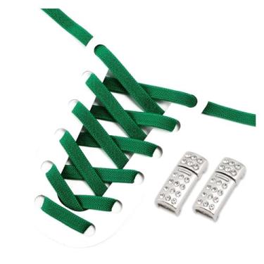 Imagem de Shoelaces Without Tie Kids Adult Width Elastic Laces For Flat Sport Shoes Casual Shoes Accessories (Color : Dark green)