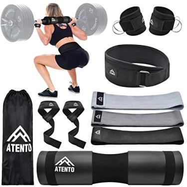 Imagem de ATENTO Conjunto de 10 almofadas de barra, almofada de impulso de quadril para supino, lunges, treino, exercício de perna, almofada de agachamento (preta)