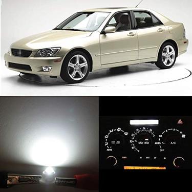 Imagem de WLJH Lâmpadas de calibre de painel de instrumentos de painel branco extremamente brilhante + luzes de controle climático + kits de luz de relógio LED para Lexus Is300 2001-2005, pacote com 12