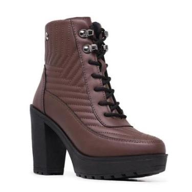 Imagem de Bota Coturno Feminino Cano Curto Salto Alto Grosso Moderno Tendência-Feminino