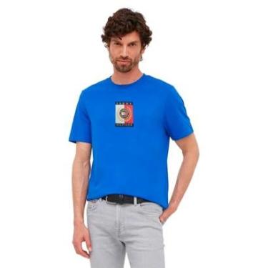 Imagem de Camiseta Tommy Hilfiger Masculina Icon Graphic Logo Patch Azul Royal-Masculino