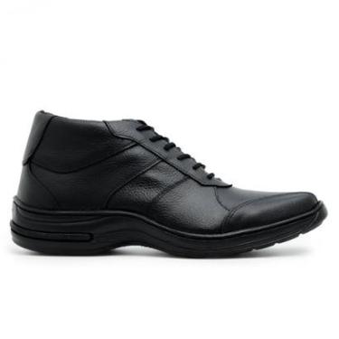 Imagem de Bota Masculina Sapato Cano Curto Confortável Design Oxford Em Couro Comfort Bico Redondo Macio-Masculino
