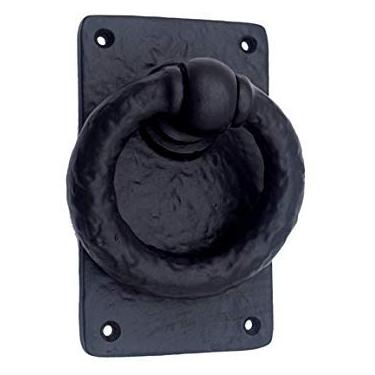 Imagem de The Metal Magician Aldrava de porta de ferro fundido preto antigo – Preto 1