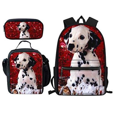 Imagem de Beauty Collector Designer Dog Dalmatian Backpack Bookbags Set for School Cute Lunch Bag, Pencil Case and Big Backpacks