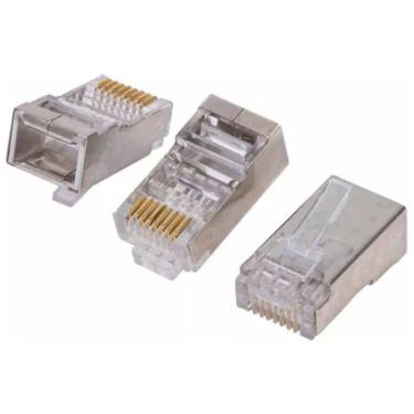 Imagem de Kit Com 250 Conectores Rj45 Macho, Cat6 Blindado