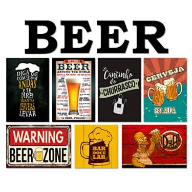 Imagem de Kit 7 Placas Decorativas Cervejas Bebidas C/Letras BEER