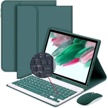 Imagem de para Samsung Galaxy Tab S9 Plus / S9 FE Plus 12.4" 2023, Capa teclado ABNT2 Retro com teclas Quadrados e mouse Teclado colorido bonito Teclado sensível ao removível Capa -Verde