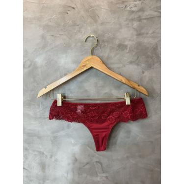 Imagem de Calcinha Fio dental básica em microfibra, com renda sexy e sensual, romantica e sexy Vermelha