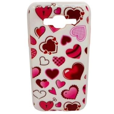 Imagem de Capa Celular Compatível com Samsung Galaxy J2 Prime SM-G532MT / Gran Prime SM-G530 Com Suport Para Dedos (Branca Corações)