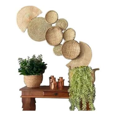 Imagem de 4 Peneiras De Palha +3 Aros +2 Leques - Painel De Parede