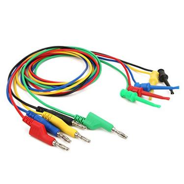 Imagem de Plugue Banana Empilhável de 5 Peças 4mm 1m para Clipe de Teste Multímetro Acessório de Fio de Cabo de Teste, Feito de Material, Adequado para Uso de Multímetro, Plugue Banana