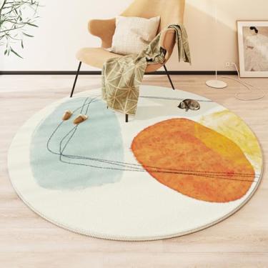 Imagem de Tapetes abstratos para sala de estar, quarto, decoração, redondo, pelúcia, cadeira, chão, antiderrapante, grande área, 16,160x160cm