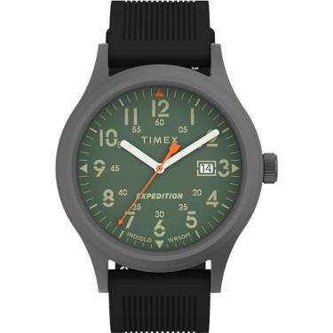 Imagem de Timex Relógio masculino Expedition Scout 40 mm - pulseira preta mostrador verde caixa de metal, Preto