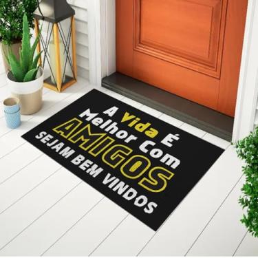 Imagem de Capacho Para Porta Decorativo e Divertido Frase - A vida é Feita Melhor Com Amigos Ca240
