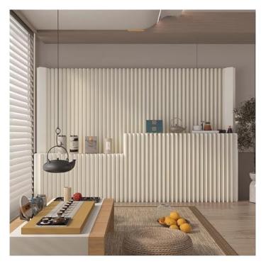 Imagem de Biombos e Divisórias Divisória De Ambiente Dobrável, Tela De Painel De Papel Retrátil, Divisória De Privacidade Com Prateleiras De Armazenamento, Para Loja De Escritório Em Casa(300x220cm/118.1x86.6in