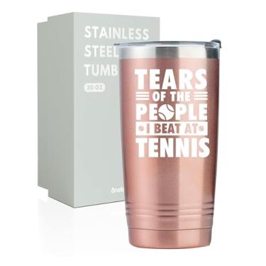 Imagem de Onebttl Presentes de tênis para mulheres, amantes de tênis, Senior Night 2024, copo de aço inoxidável de 590 ml, presentes Fuuny para tenistas, treinador de tênis - Tears of The People I Beat At