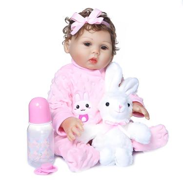 Imagem de SHENGX Bebe Reborn Realista Menina,48cm/19" Silicone Realista Bebe,Todo o corpo pode ser imerso em água,Realista Recem Nascido,Cabelo Implantado à Mão,Vem Com Roupas De Boneca,Silicone_Menina
