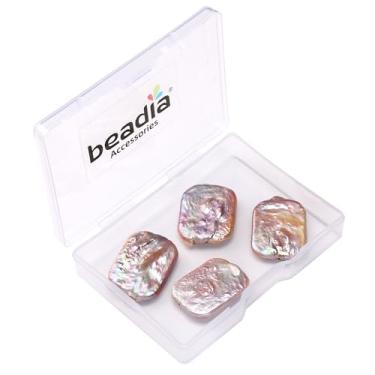Imagem de BEADIA Contas de pérolas retangulares naturais irregulares de água doce 23-27 mm 4 peças de contas de pedras preciosas soltas cultivadas barrocas para fazer joias DIY