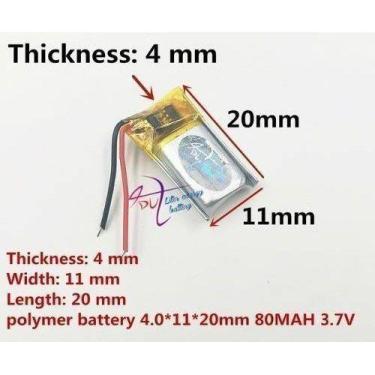 Imagem de Bateria 80 Mah 3,7v 4mm X 11mm X 20mm Fone De Ouvido 401120 - bgb