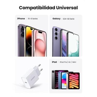 Imagem de Carregador UGREEN 20W USB C PD 3.0 rápido Para iPhone-16-15/Series-iPa