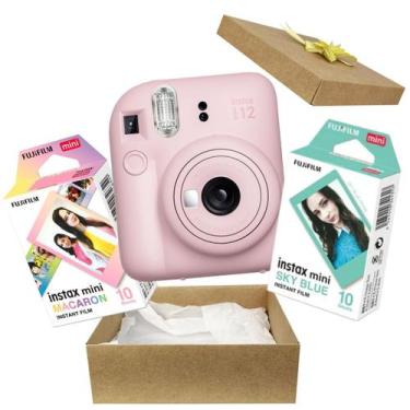 Imagem de Kit Presente Câmera Instax Mini 12 Com Filme 10 Macaron + Filme 10 Sky