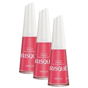 Imagem de Kit 3 Esmalte Risqué Cor Malícia Hipoalergênico com 8ml