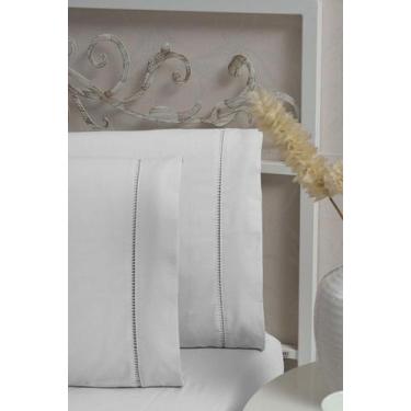 Imagem de Kit 2 fronhas avulsas 100% algodão 200 fios branca - Shopping Home