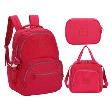 Imagem de Kit Mochila Lancheira Estojo Crinkle Up4You Pink MJ47156UP - Luxcel