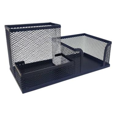 Imagem de Kit Organizador Preto com 3 Partes para Escritório, Porta Lápis, Porta