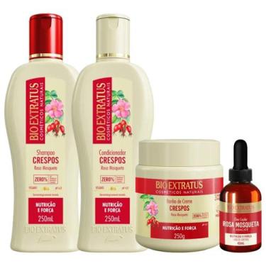 Imagem de Kit Crespos 1 Shampoo 1 Condicionador 1 Banho 250ml + Óleo 40ml Bio Ex