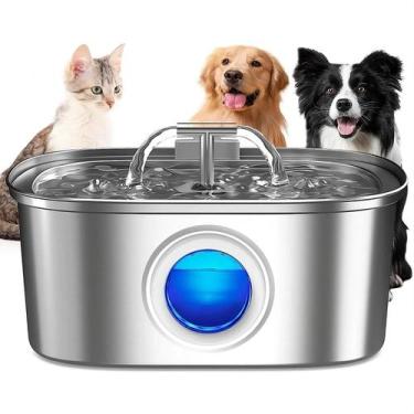 Imagem de Fonte De Água De Aço Inoxidável Para Gatos E Cães 3.2L Bebedouro Pet -