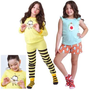 Imagem de  KIT PRONTO 2 Pijamas Infantis Menina 1 ao 10 anos 100% Algodão DETALH