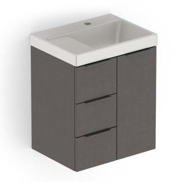 Imagem de Kit Arenal Gabinete Gaveta e Porta 50x38 Almendra com Cuba - Roca