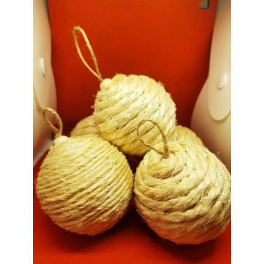Imagem de Kit 5 Bolas Bolinhas De Natal Sisal - LILI VENDAS